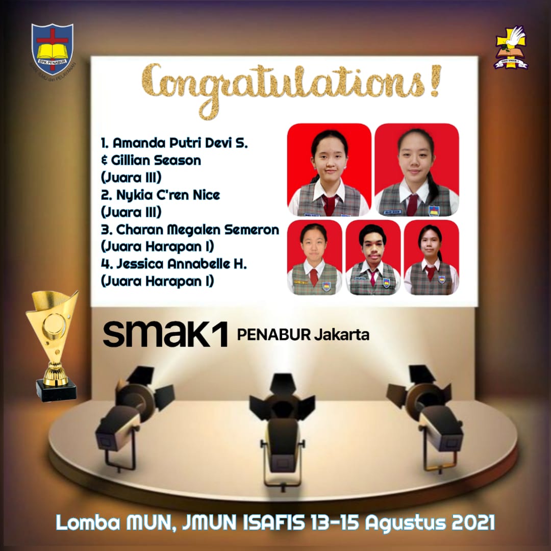 SMAK 1 Memborong Prestasi Lomba MUN di  JMUN diselenggarakan oleh Indonesian Student Association for International Studies (ISAFIS)