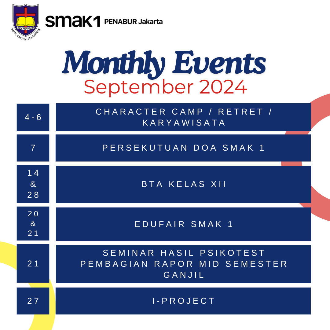 Monthly Events SMAK 1 PENABUR Jakarta - September 2024