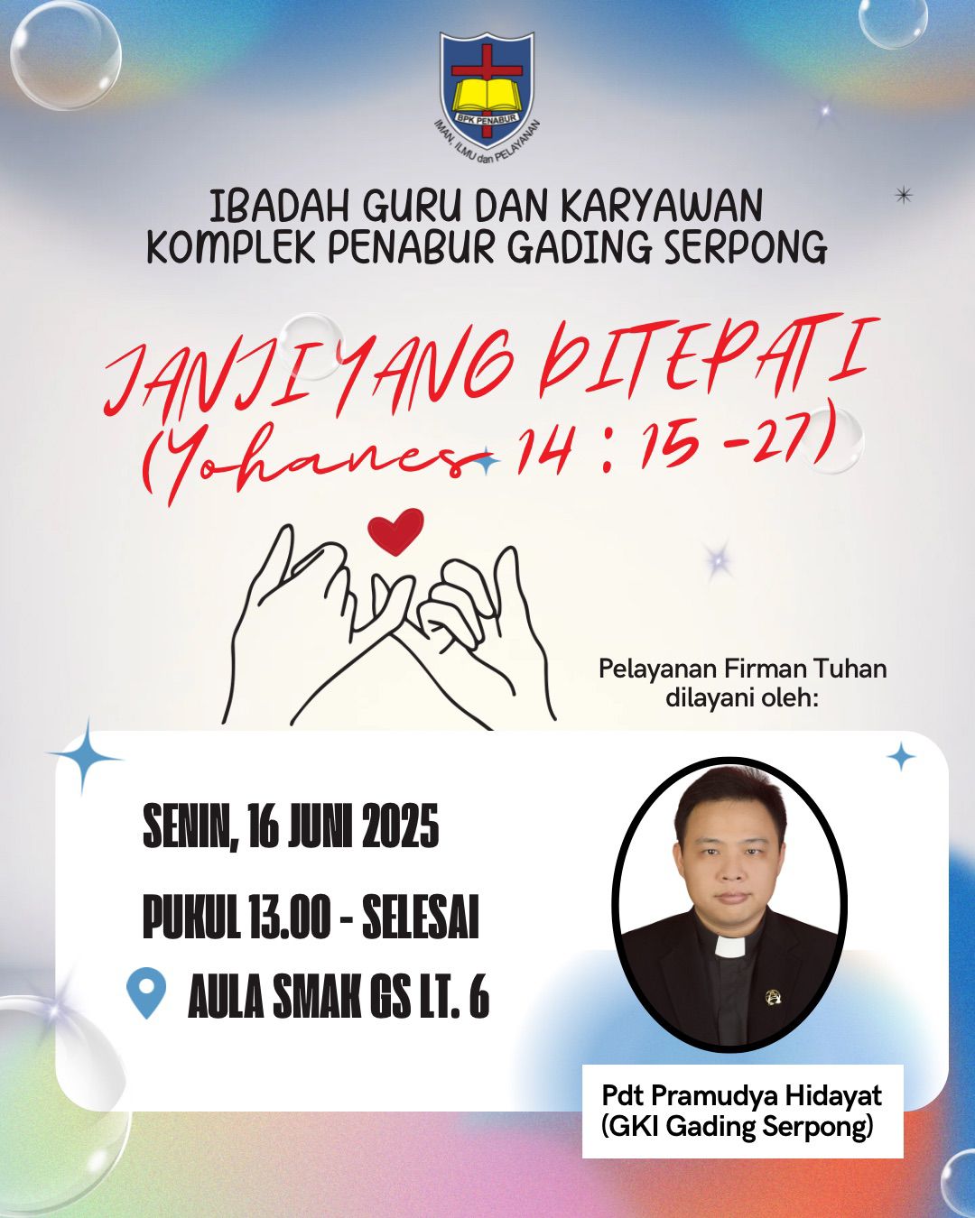 IBADAH GURU DAN KARYAWAN KOMPLEK PENABUR GADING SERPONG