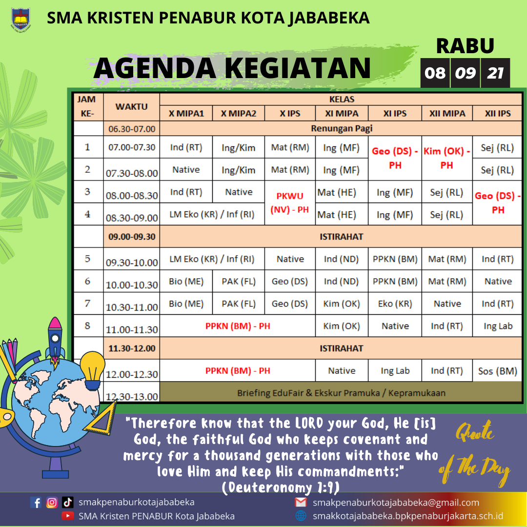 AGENDA KEGIATAN - Rabu, 8 September 2021