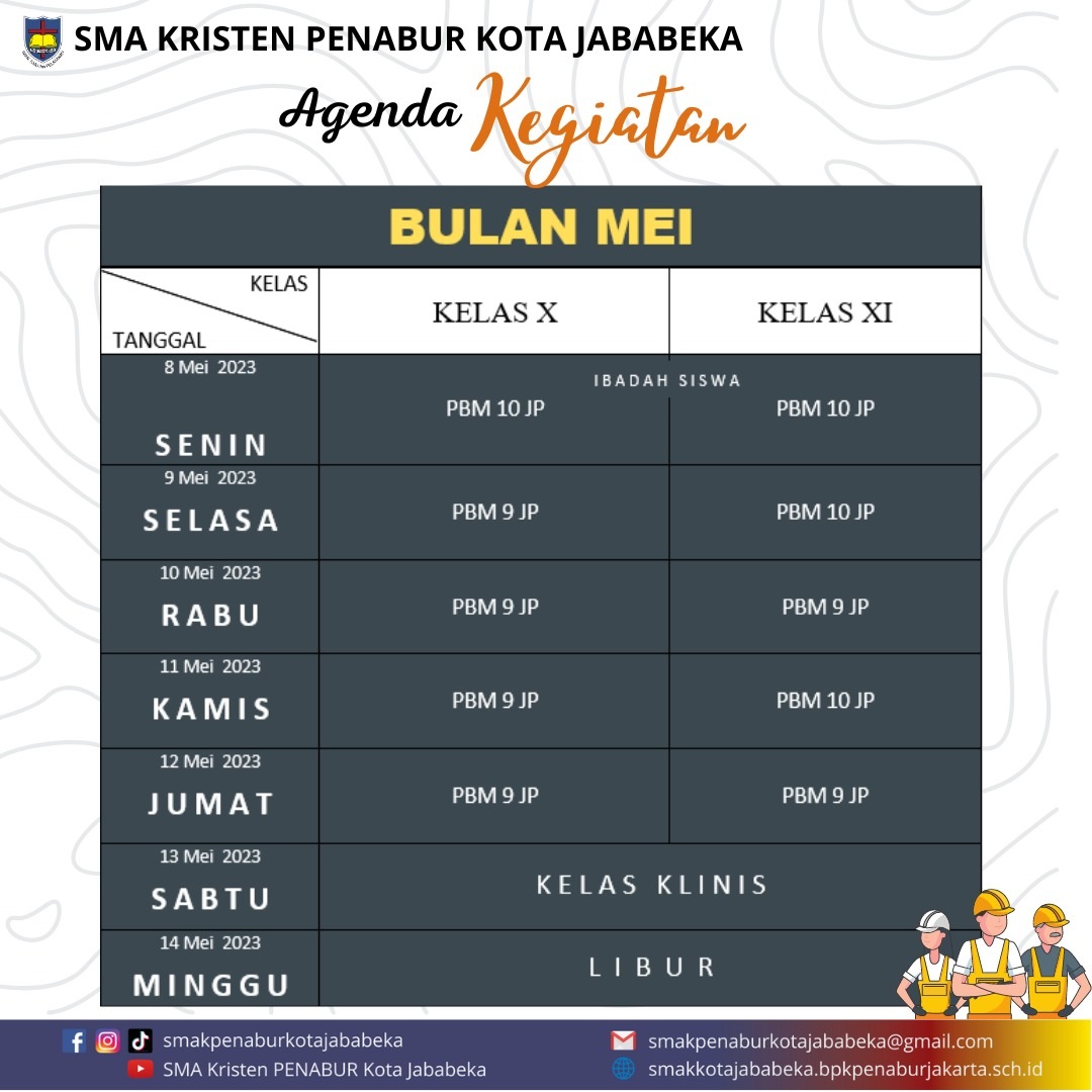 Jadwal Mingguan : 8 Mei - 14 Mei 2023