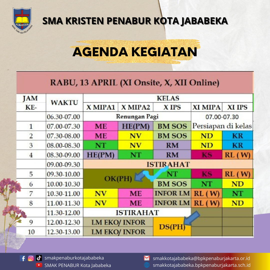 AGENDA KEGIATAN - Rabu, 13 April 2022