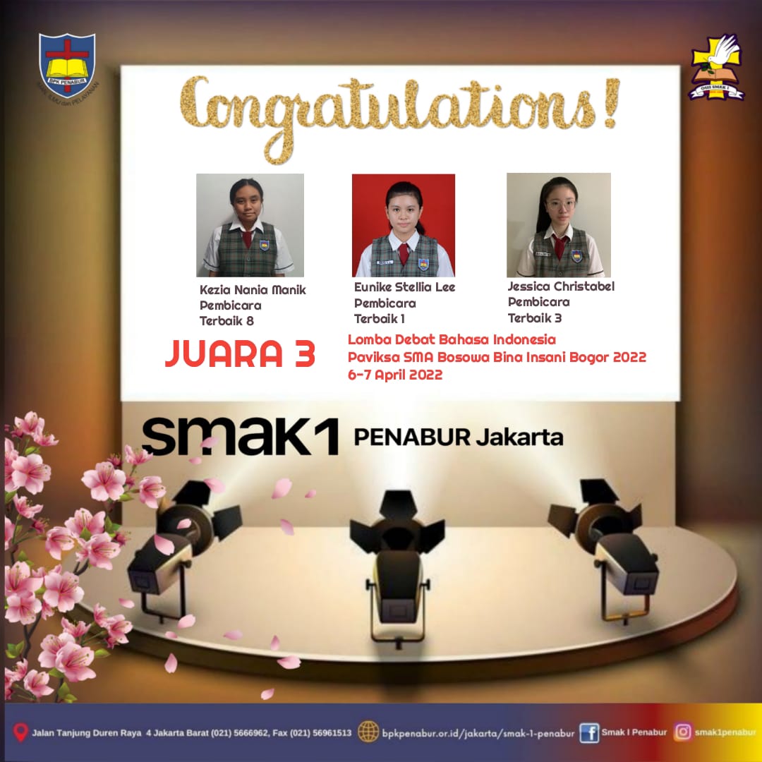 Prestasi Tim Debat SMAK 1 dalam Lomba Debat Bahasa Indonesia PAVIKSA SMA Bosowa Bina Insani Bogor 2022