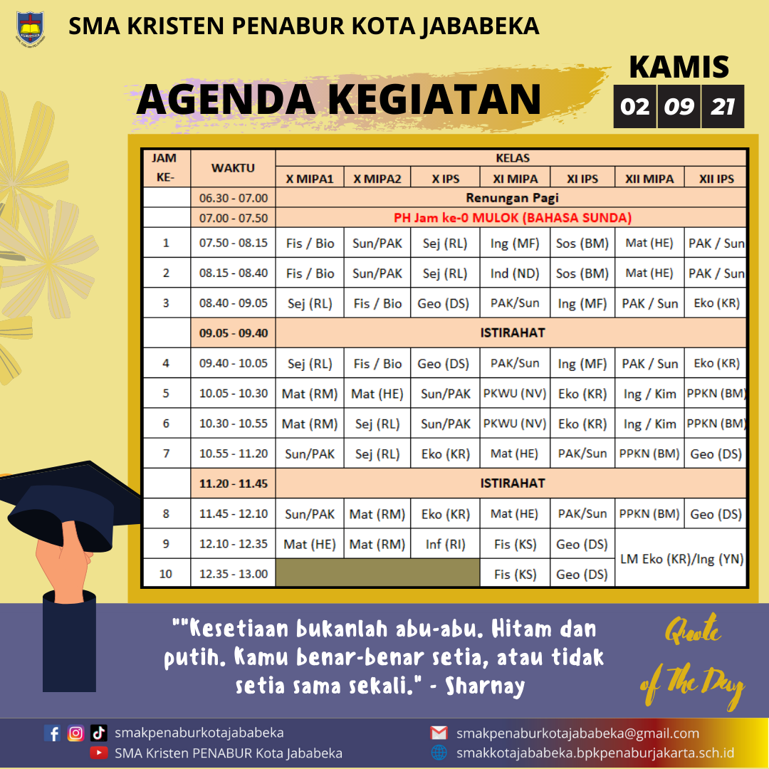 AGENDA KEGIATAN - Kamis, 2 September 2021