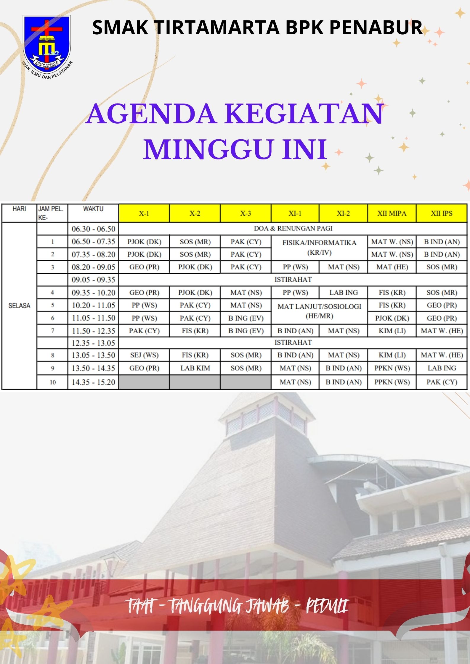 Jadwal Selasa, 27 Agustus 2024