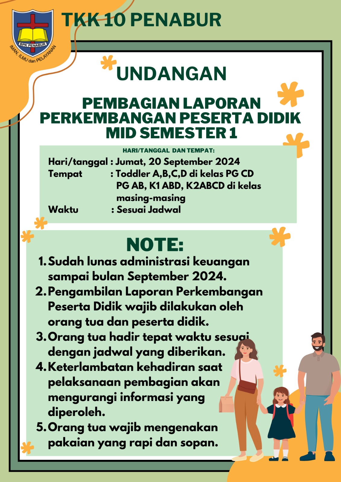 Pembagian rapor mid-semester 1