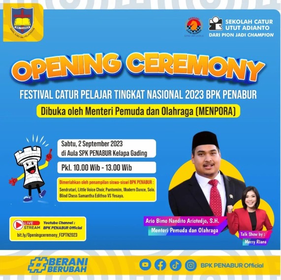 Opening Ceremony : Festival Catur Pelajar Tingkat Nasional 2023