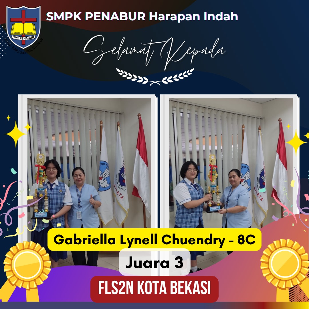 Juara 3 lomba ilustrasi FLS2N Kota Bekasi atas nama Gabriella Lynell Chuendry kelas 8C