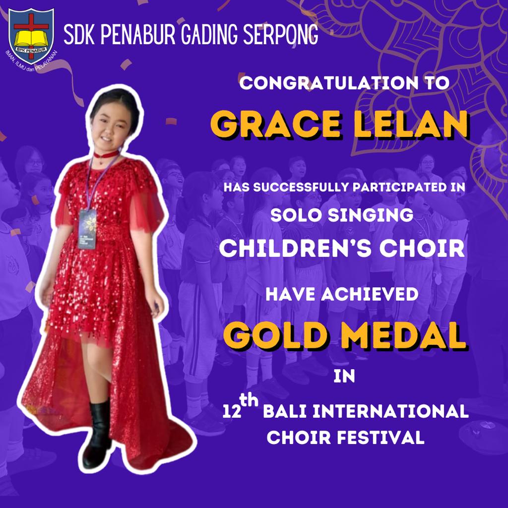 GOLD MEDAL SOLO SINGING CHILDREN'S CHOIR CATEGORY 12TH BALI INTERNATIONAL CHOIR FESTIVAL 2023